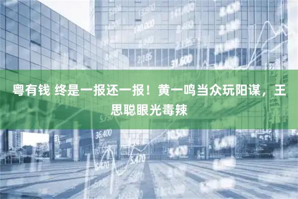 粤有钱 终是一报还一报！黄一鸣当众玩阳谋，王思聪眼光毒辣