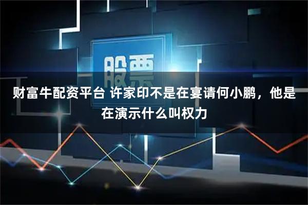 财富牛配资平台 许家印不是在宴请何小鹏，他是在演示什么叫权力